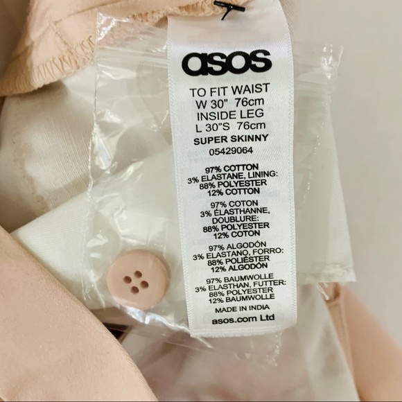 ASOS Pastel Pink Mens Super Skinny Pants size 30x30 NWT - Picture 8 of 11